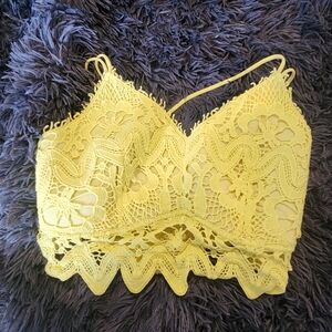 Willow & Root Yellow Lace Bralette Size L Euc